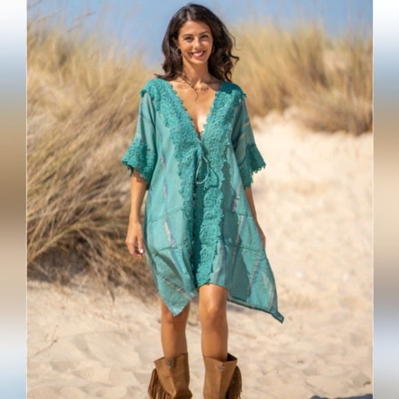 NJ Couture Boho Laced Beach Cover Up Sz M/L - Picture 1 of 9